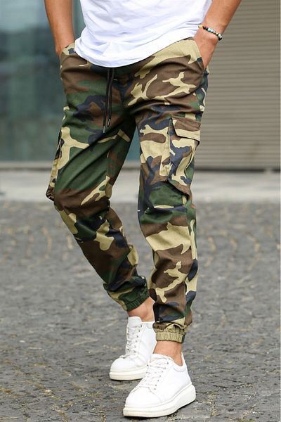 Madmext Grüne Camouflage-Cargohose mit Taschen für Herren 5447