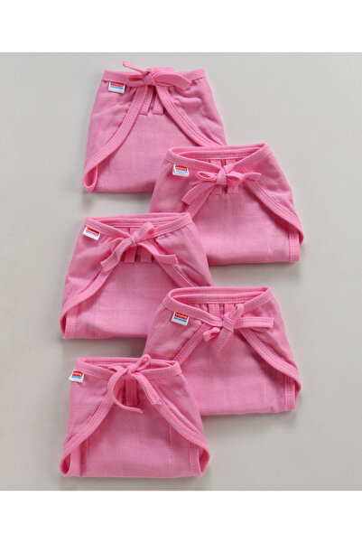 Babyhug Babyhug U-Shape Muslin Nappy Set, Lace Detail, Reusable, Comfortable, Pink, 1-6M - 5 Pack