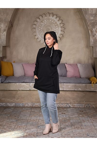 Fazilet Aslan Kangaroo Pocket Hooded Two Thread Tunic