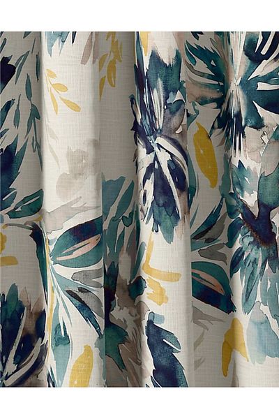 Evcimenhome Rustic Curtain (Lined) Linen Fabric. 220Cmx230Cm Spring with Eyelet Metal Ring