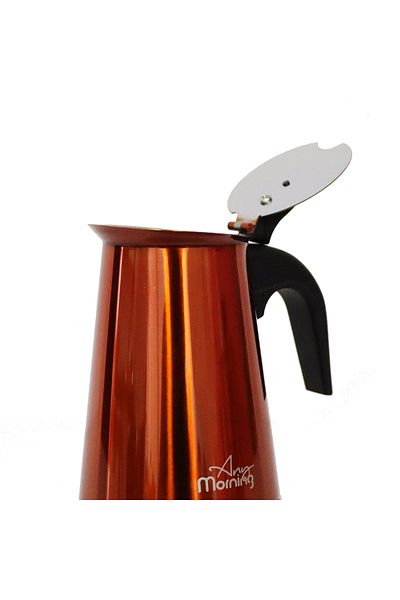 Any Morning Espressomaschine Espressomaschine Edelstahl Induktion Mokkakanne 300ml Kupfer Fe001-6