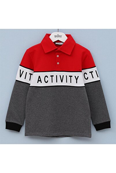 WANEX Μακρυμάνικο λεπτό φούτερ για αγόρια - 15549 - Λευκό - Κόκκινο