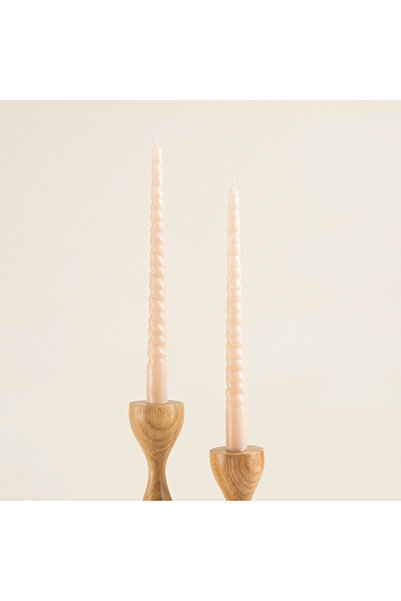 Chakra 2'li İtalyan Burgu Şamdan Mum Açık Kahve