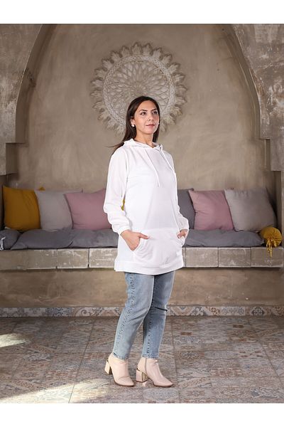 Fazilet Aslan Kangaroo Pocket Hooded Two Thread Tunic