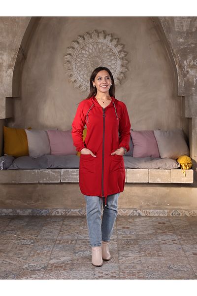 Fazilet Aslan Compact Fabric Zippered Hooded Jacket