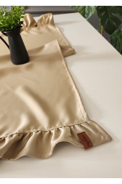 estrella paris Μπεζ Vintage Runner Drape - με βολάν 2 άκρων, 40x110