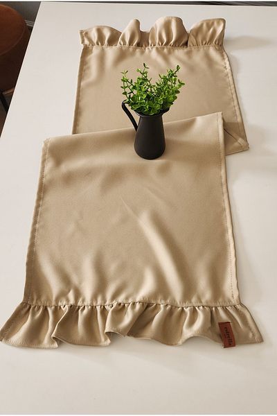 estrella paris Μπεζ Vintage Runner Drape - με βολάν 2 άκρων, 40x110