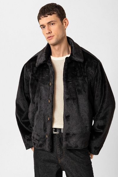 Antioch Black Relax Fit Soft Textured Men's Coat