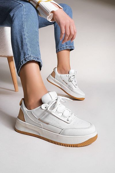 Marjin Damen Sneaker Hohe Sohle Sportschuhe Loske Weiß