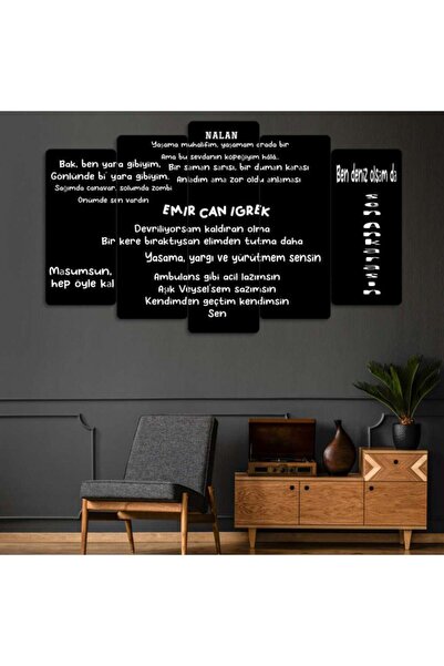 TABLOX Emir Can Iğrek Sözleri - 5 Parçalı Tablo