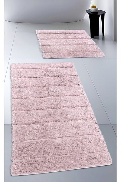 CottonCrafty Σετ πατάκι μπάνιου Cotton Tufting Water Absorbent, Σετ Μοκέτα Μπάνιου Soft 2 60x100 - 60x50