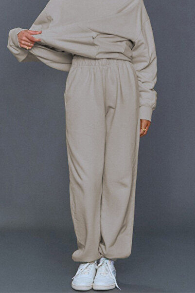 YAKAMEL Γυναικείο παντελόνι φόρμας με ψηλή μέση και 3 κλωστές σε στυλ oversize