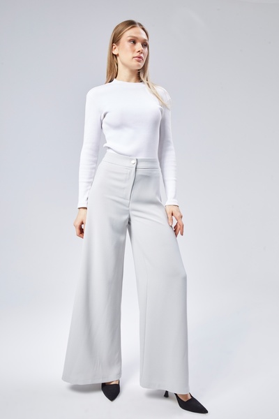 sehatex Білі жіночі штани з крепової тканини, еластичний пояс, вільний крій.