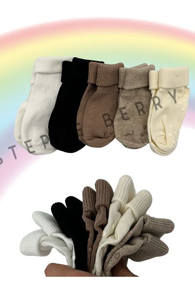 STEPPE BERRY 5-Piece Anti-Slip Organic Cotton Baby Socks