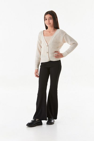 Fulla Moda Stoned Girl's Flare Leggings Pants with Ribbed Pocket Detail