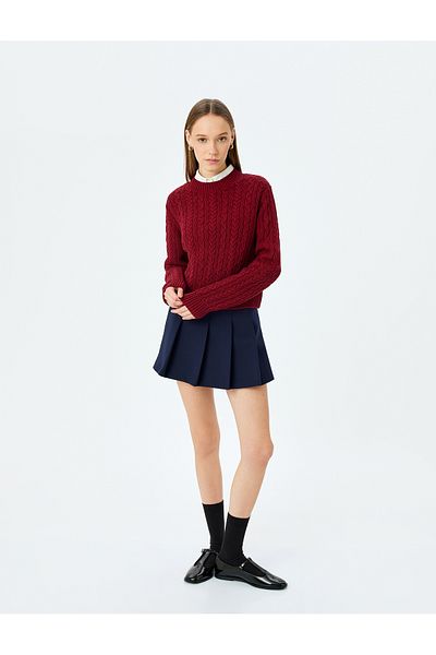Koton Crew Neck Braided Knitwear Sweater