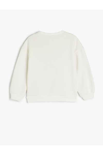 Koton Slogan Printed Long Sleeve Crew Neck Raised Sweatshirt