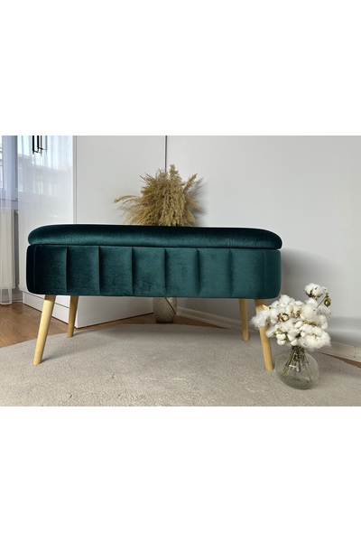 KOKİ DESİGN OSLO Babyface Zümrüt Yeşili Sandıklı Bench Puf