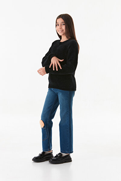 Fulla Moda Bearded Crew Neck Girl's Sweater