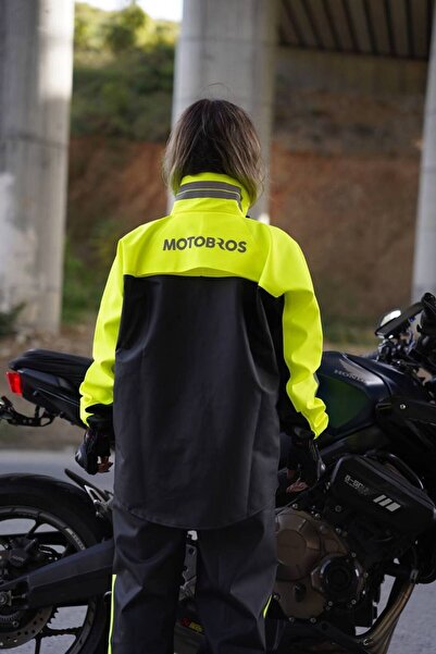 Motobros MOTORCU YAĞMURLUK MOTOSİKLET YAĞMURLUĞU NEON PREMİUM CEPLİ ASTARLI SU GEÇİRMEZ (GARANTİLİ ÜRÜN)