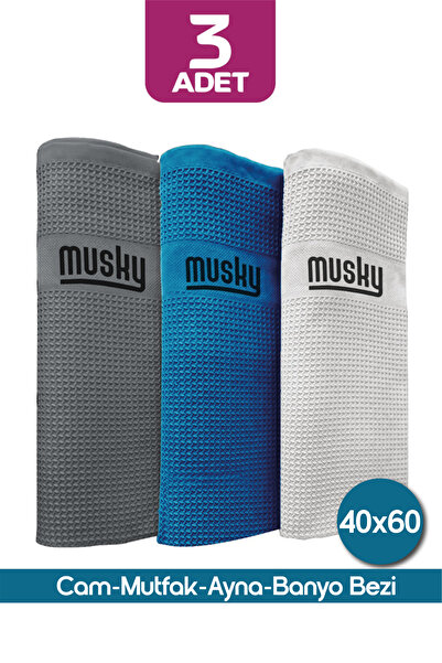 MUSKY 3'lü Mikrofiber Temizlik Bezi | Sihirli Bez | 3lü Paket | Neon Serisi | 40x60cm Cam,vitrin,mutfak