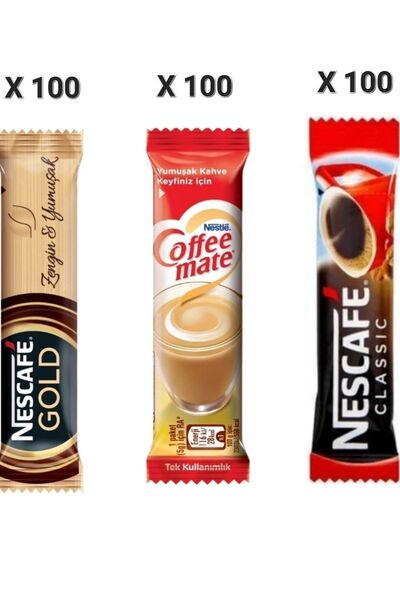 Nescafe Gold 2 gr x100'lü+nestle Coffee Mate 5 gr x100'lü+ Classic 2 gr x100'lü