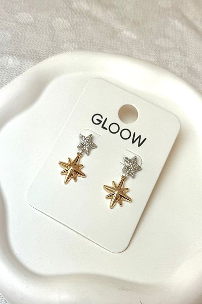 DEMOKAN Double Color Star Pattern Women's Earrings - 3cm