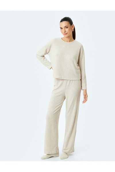 Koton Pantaloni de pijama cu picioare largi, cu textura moale, cu potrivire confortabilă