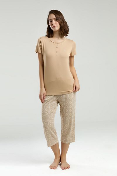 Pierre Cardin Women's Cream Capri Set