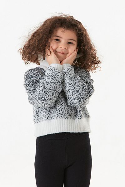Fulla Moda Pulover pentru fetiță, cu model, cu jumătate de fermoar