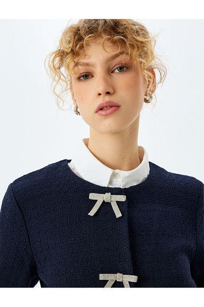 Koton Ribbon Detailed Pocket Long Sleeve Shirt Jacket