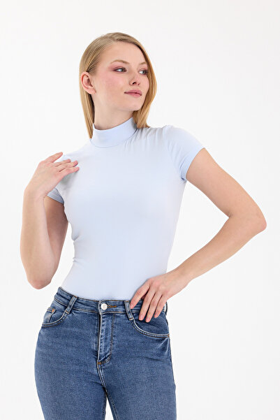 ZACHARIUZ Body cu mânecă scurtă Ice Blue