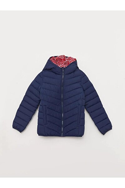 LC Waikiki SOUTHBLUE Lacivert Kapüşonlu Basic Kız Çocuk Şişme Mont