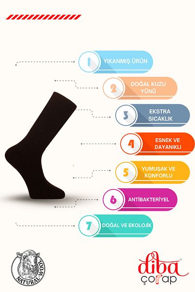 Diba Set of 6 Black Men's Wool Socks