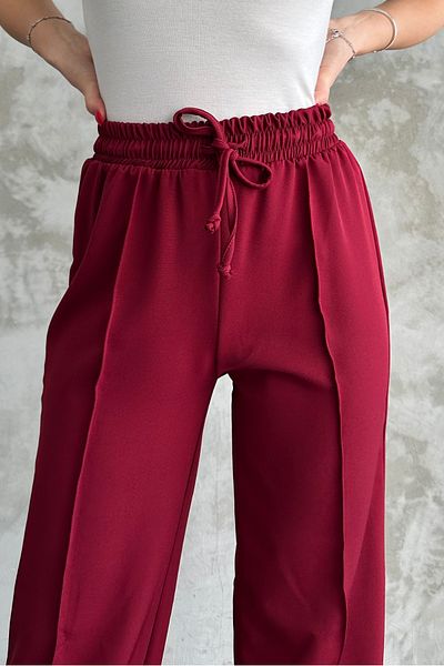 macharel jeans Women's New Season Lace-Up Ribbed Stitching Wide Leg Trousers