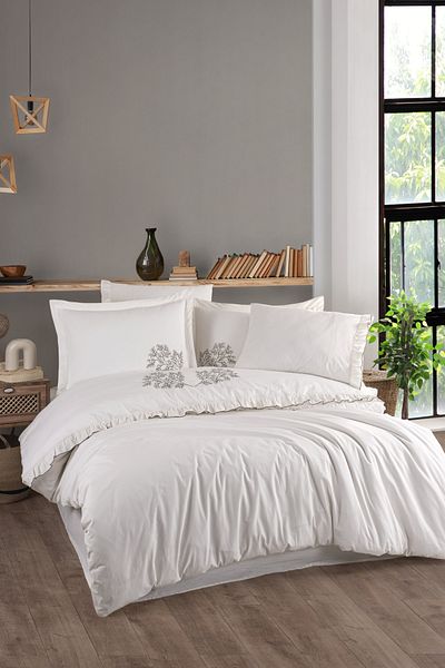 ZEBRA CASA Troya Double Natural Duvet Cover Set