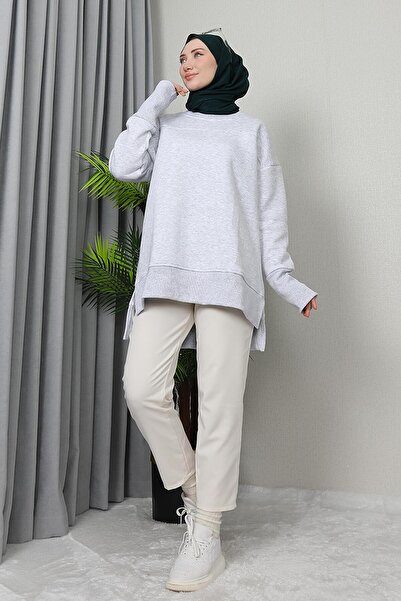 GİZ AGİYİM Gray Sweat Skirt - Tip Slit