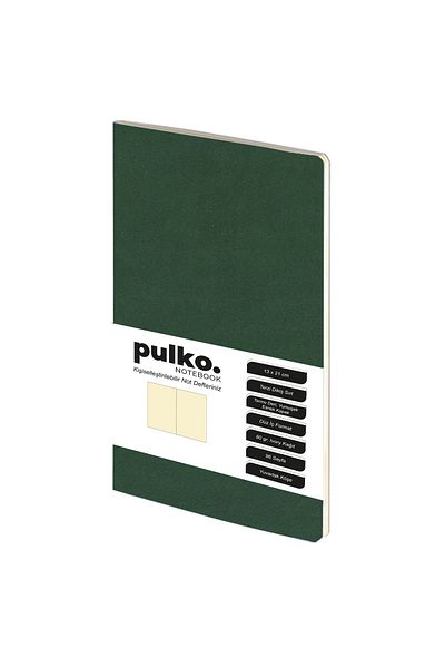 PULKO Notebook Forest Green Tailor Sewing Book - 13X21Cm, Cream Paper, 96 Sheets, Plain 032