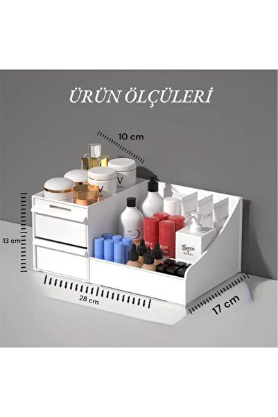 Bayev Set of 3 - Rose Makeup Stand with Drawers + Golden Lipstick Rack +Buse Cosmetics