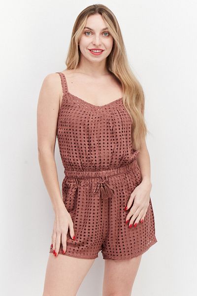 Gentle Fawn Women Eyelet Sleeveless Playsuit, Light Brown