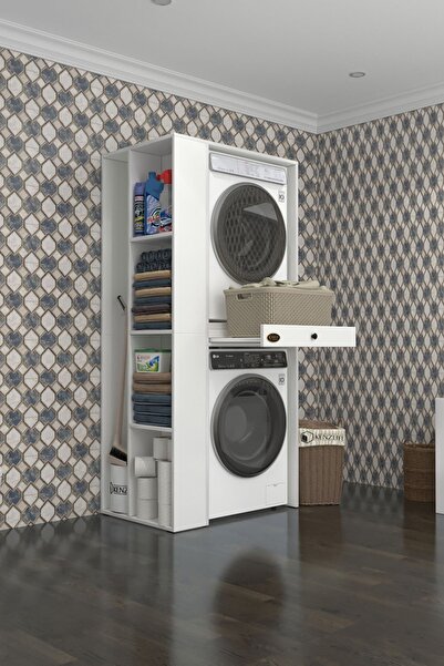 Kenzlife Çamaşır-Kurutma Makinesi Dolabı Bacce Sol Byz 187*090*60 Çekmeceli Banyo