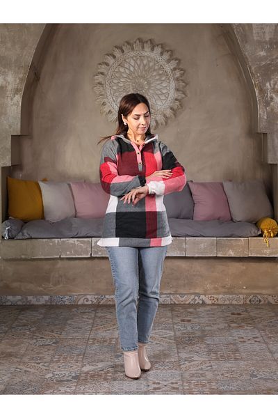 Fazilet Aslan Hooded Buttoned Fleece Sweatshirt