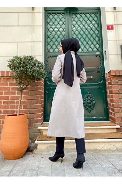 Nevayla Moda Intermediate Size Buttoned Front Imported Cashmere Coat / M0111 - Gray