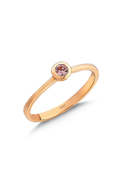 Ariş Pembe Taşlı Tektaş Yüzük