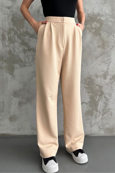macharel jeans Γυναικείο παντελόνι Palazzo με διπλό πλισέ Lycra New Season