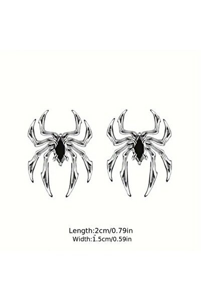 Dodemert Home Siyah Zirkonya Gümüş Kaplama Örümcek Küpe