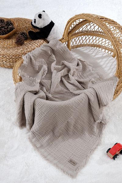 ZEYPBA Mink Color 4 Layer Muslin Baby and Kids Blanket - 110X110Cm 100% Cotton