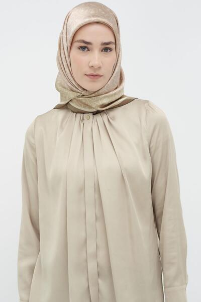 Tuğba Ters Gizli Patlı Pileli Gömlek - Bej