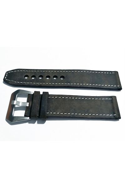 FADO Gray Leather Watch Band - 24 Mm, Fossil Compatible, Compatible with Any Watch (84)