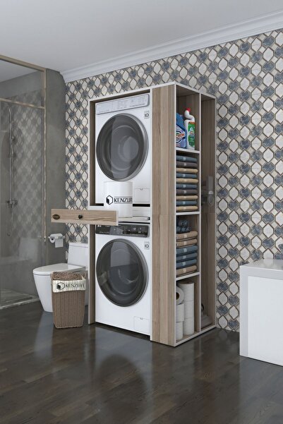 Kenzlife Çamaşır-Kurutma Makinesi Dolabı Bacce Sağ Crd 187*090*60 Çekmeceli B...